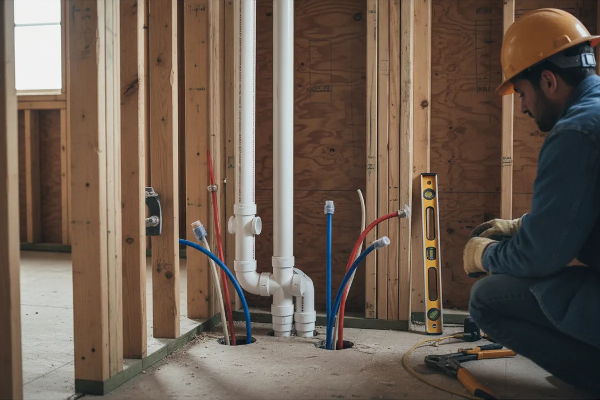 Drain and supply rough-in during Drain Cleaning in Henrico